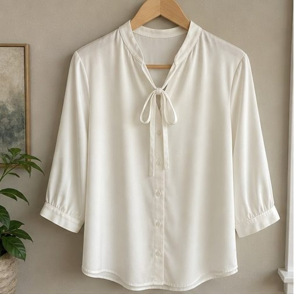 Ivory Tie Neck Blouse